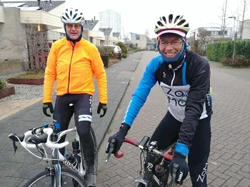 Harry & Huib-Jan tijdens de WInterfiets Elfstedentocht 2021