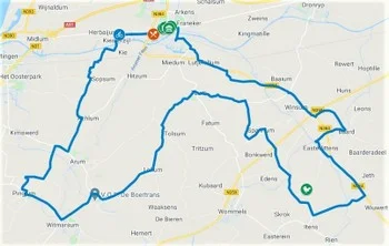 Doortrappen fietsroute 59 km Kiesterzijl
