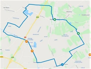 Fietsroute van 25 km vanuit Lippenhuizen (Friesland)