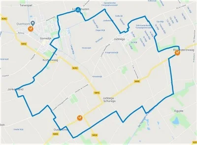 Fietsroute van 30 km vanuit Lippenhuizen (Friesland)
