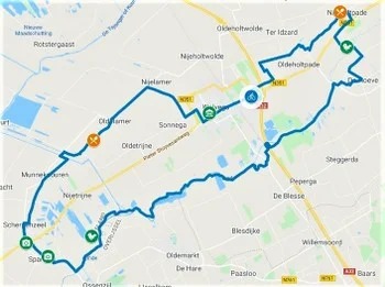Doortrappen fietsknooppuntroute van 50 km vanuit Wolvega